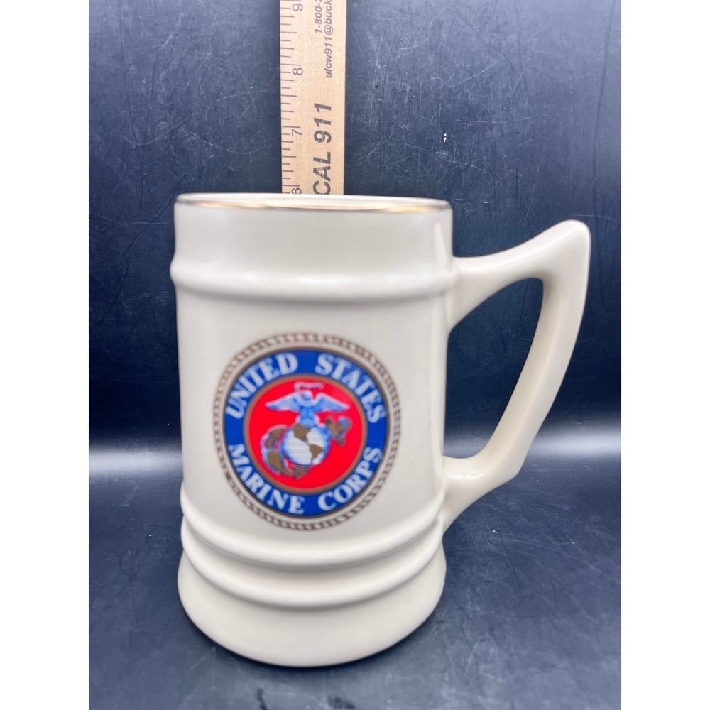 Vintage US Marine Corps Military Seal Logo Mug Stein Tankard - 6" Tall Collector